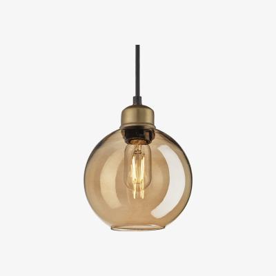 Olivia's Industville Orlando Tinted Glass Globe Amber Pendant / 7 Inch Pewter Holder
