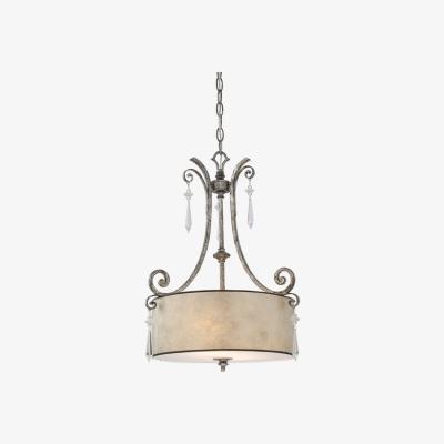 Olivia's Elstead Kendra 2 Light Pendant Mottled Silver