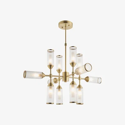 Olivia's Olivia's Marina 12 Arm Satin Brass And Glass Pendant Light