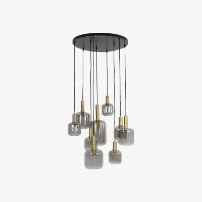 Olivia's Light & Living Lekar 9 Lamp Pendant Antique Bronze And Smoked Glass