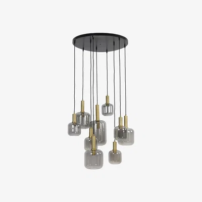 Olivia's Light & Living Lekar 9 Lamp Pendant Antique Bronze And Smoked Glass