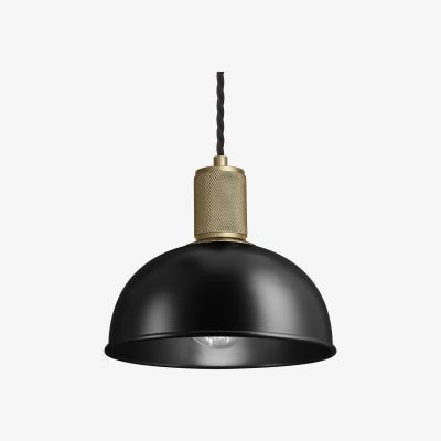 Olivia's Industville Knurled Dome Pendant Light in Black with Brass Holder / Large