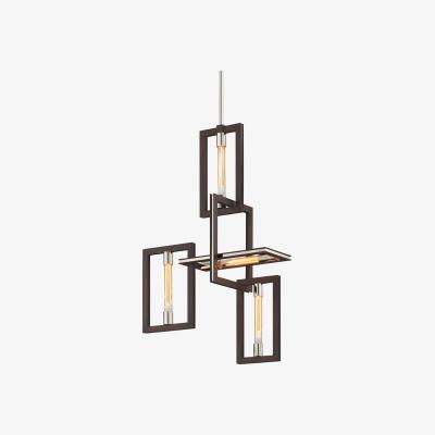 Olivia's Hudson Valley Lighting Enigma 4 Light Chandelier in Bronze with Polished Stainless