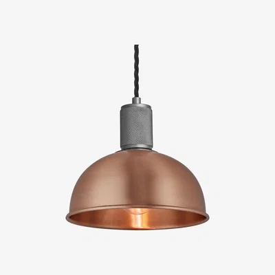 Olivia's Industville Knurled Dome Pendant Light in Copper with Pewter Holder