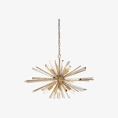 Olivia's Olivia's Andrea 8 Arm Antique Brass And Champagne Glass Pendant Light