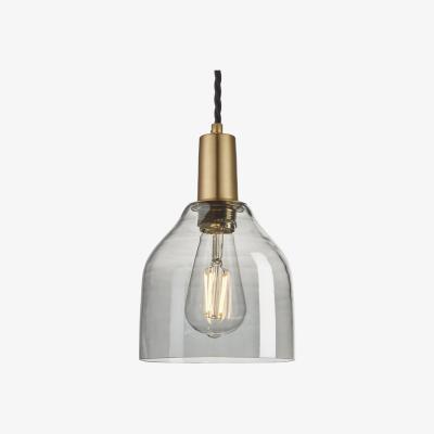 Olivia's Industville Sleek 6 Inch Cone Pendant / Smoke Grey Tinted Glass and Copper Holder