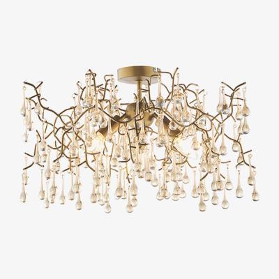 Olivia's Olivia's Alicia 3 Arm Aged Gold And Champagne Lustre Semi Flush Light