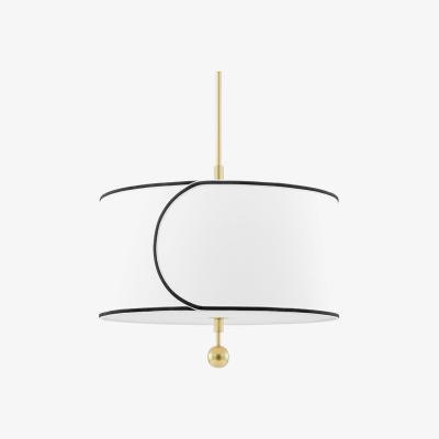 Olivia's Hudson Valley Lighting Zara Brass Base And White W/Black Trim Shade Pendant / Large