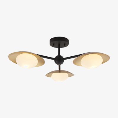 Olivia's Olivia's Lisanne 3 Arm Gold And Dark Bronze With Opal Glass Semi Flush Light