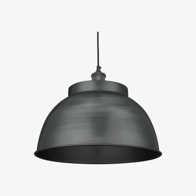 Olivia's Industville Brooklyn Dome Pendant - 17 Inch - Pewter Dome Pewter Holder / Pewter Holder