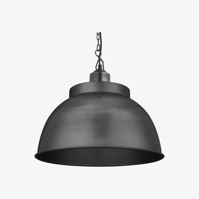 Olivia's Industville Brooklyn Dome Pendant - 17 Inch - Pewter Dome Pewter Chain / Pewter Chain