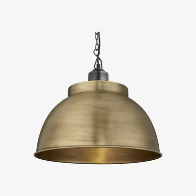 Olivia's Industville Brooklyn Dome Pendant - 17 Inch Brass Dome Pewter Chain / Pewter Chain