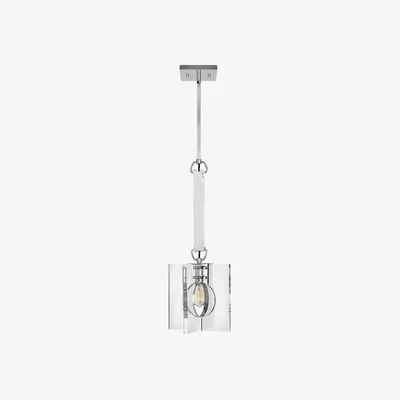 Olivia's Quintessentiale Ludlow Polished Nickel and Clear Acrylic 1 Light Pendant