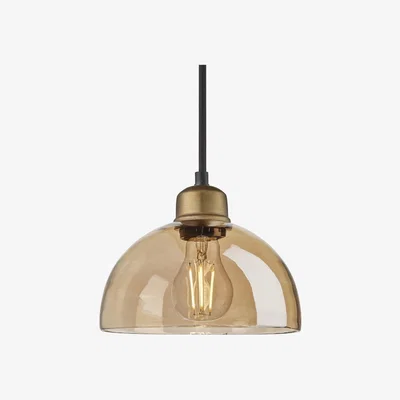 Olivia's Industville Orlando Tinted Glass Dome Amber Pendant / 8 Inch Pewter Holder
