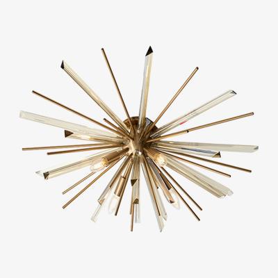 Olivia's Olivia's Andrea Antique Brass And Champagne Glass Flush Light