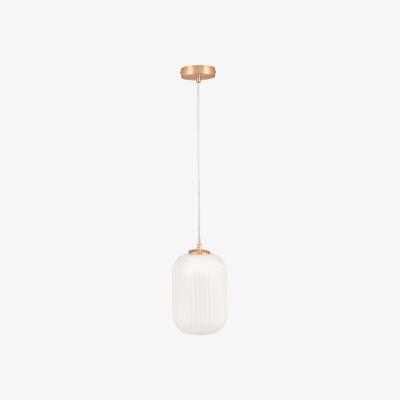 Olivia's Olivia's Kara Ribbed Glass Pendant in White & Gold