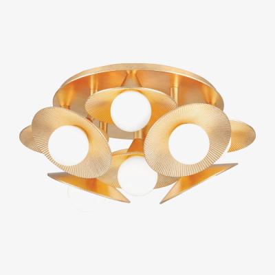Olivia's Hudson Valley Lighting 9 Light Semi Flush in Vintage Gold Leaf