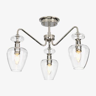 Olivia's Elstead Armand 3 Ceiling Light Light Polished Nickel Plated With Clear Glass Shades