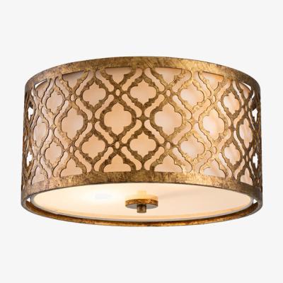 Olivia's Elstead Arabella 2 Light Flush Mount Light Distressed Gold