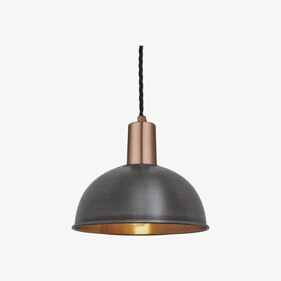 Olivia's Industville Sleek Dome Pewter And Copper Pendant / 8 Inch Pewter Holder