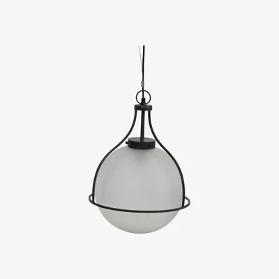 Olivia's Libra Jupiter Globe Pendant Oak Wood Finish, Frosted Glass