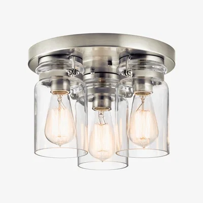 Olivia's Elstead Brinley 3 Light Flush Mount Light Brushed Nickel
