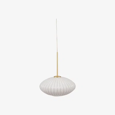 Olivia's Olivia's Minnie Metal Ribbed Oval Pendant in White & Gold