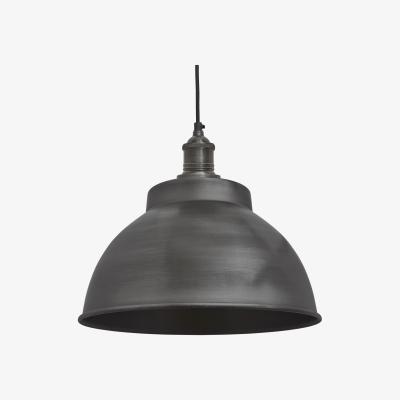 Olivia's Industville Brooklyn Dome Pendant - 13 Inch - Pewter Dome Pewter Holder / Pewter