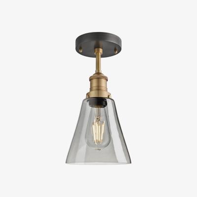Olivia's Industville Brooklyn 6 Inch Flask Flush Mount / Smoke Grey Tinted Glass and Brass Holder