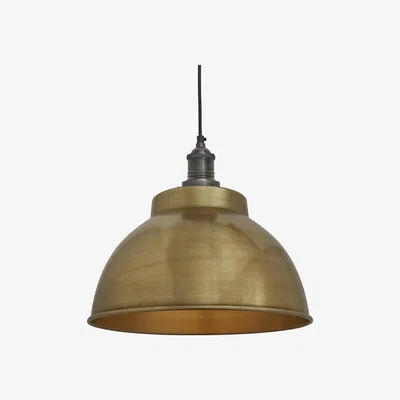 Olivia's Industville Brooklyn Dome Pendant - 13 Inch - Brass Dome Pewter Holder / Pewter