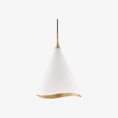 Olivia's Hudson Valley Lighting Martini 1 Light Pendant in Off White & Gold Leaf / 13 Inch