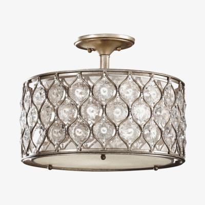 Olivia's Elstead Lucia 1 Light Flush Mount Light Burnished Silver