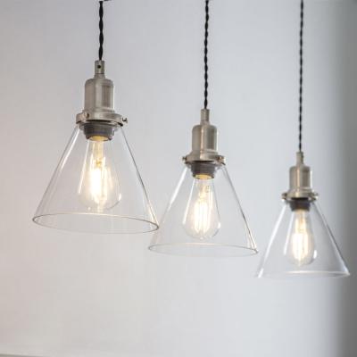 Olivia's Garden Trading Trio of Hoxton Cone Pendant Light in Satin Nickel