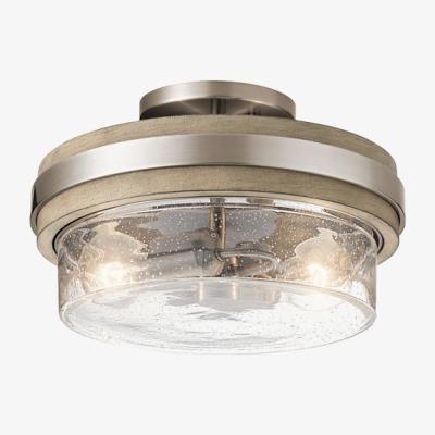 Olivia's Quintessentiale Grand Bank Distressed Antique Grey Flush Mount Light