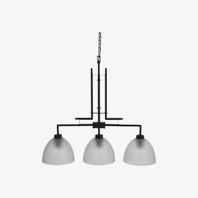 Olivia's Libra Congleton Triple Glass Pendant Lamp, Oak Wood Frosted Glass Finish