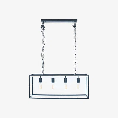 Olivia's Olivia's Krissy Metal and Glass Four Bulb Pendant in Matt Black