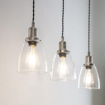 Olivia's Garden Trading Trio of Hoxton Domed Pendant Light in Satin Nickel