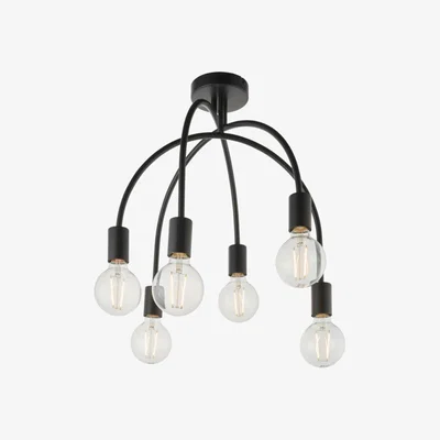 Olivia's Gallery Interiors Small 6 Arm Studio Ceiling Light Black | Outlet / Black / Small