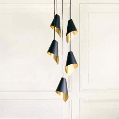 Olivia's Arcform Lighting - Arc 5 Pendant Cascade Light in Brushed Brass & Black