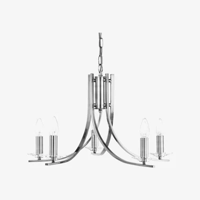 Downtown Ascona Satin Silver 5 Light Ceiling Light