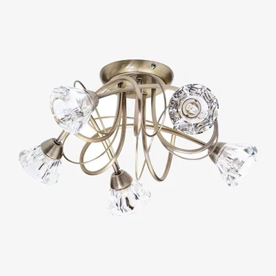 Downtown BHS Marianne 5 Light Ceiling Light - Antique Brass/Clear
