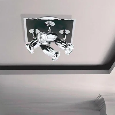 Downtown Searchlight Chrome & Satin Silver Bathroom 3 Light Spotlight IP44
