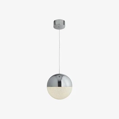 Downtown Searchlight Single Led Pendant Light Crushed Glass Effect