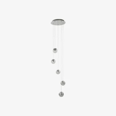 Downtown Searchlight 5 Led Ball Multi Drop Light Crushed Glass Effect