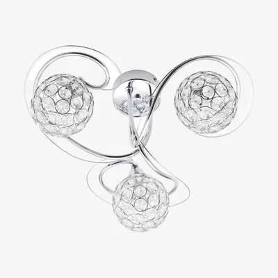 Downtown BHS Orianna Flush 3 Light Ceiling Light - Chrome/Clear