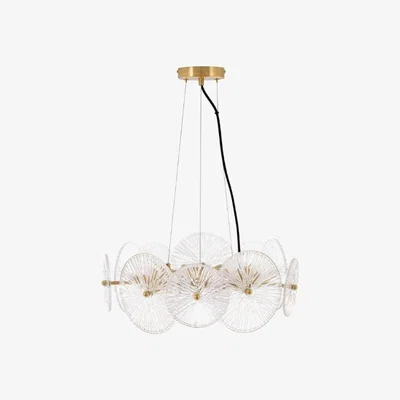 Downtown Pacific Lifestyle Emmie Textured Clear Glass And Gold Pendant