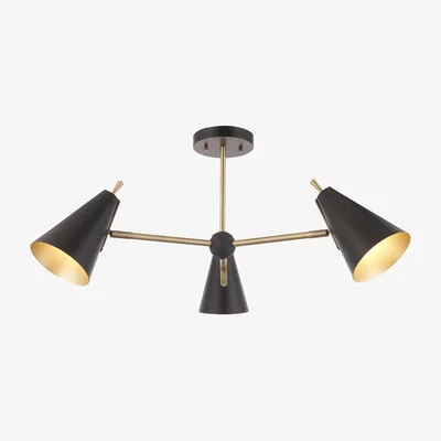 Perch and Parrow Mika Mid Century Semi Flush Light in Matt Black