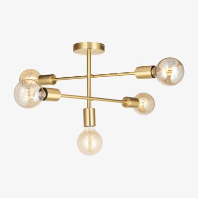 Perch and Parrow Deo Five Light Semi Flush Light in Satin Brass