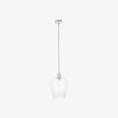 Perch and Parrow Hexton Glass Pendant in Bright Nickel
