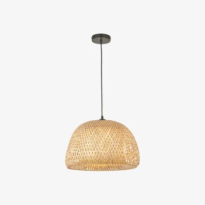 Perch and Parrow Bailey Natural Bamboo Dome Pendant in Matt Black